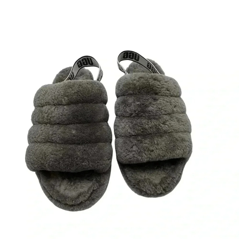 Ugg Fluff Yeah Grey Platformm Shearling Sandals S… - image 4